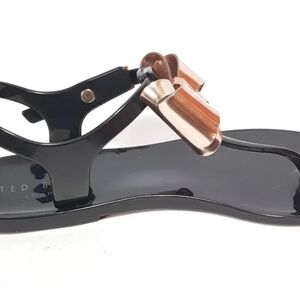 Ted Baker Ainda Rose Gold Bow Ankle TStrap Thong Jelly Bow Sandals Black Size 38